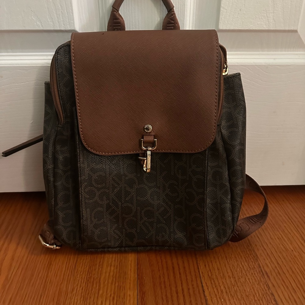 Calvin Klein Brown Leather Backpack